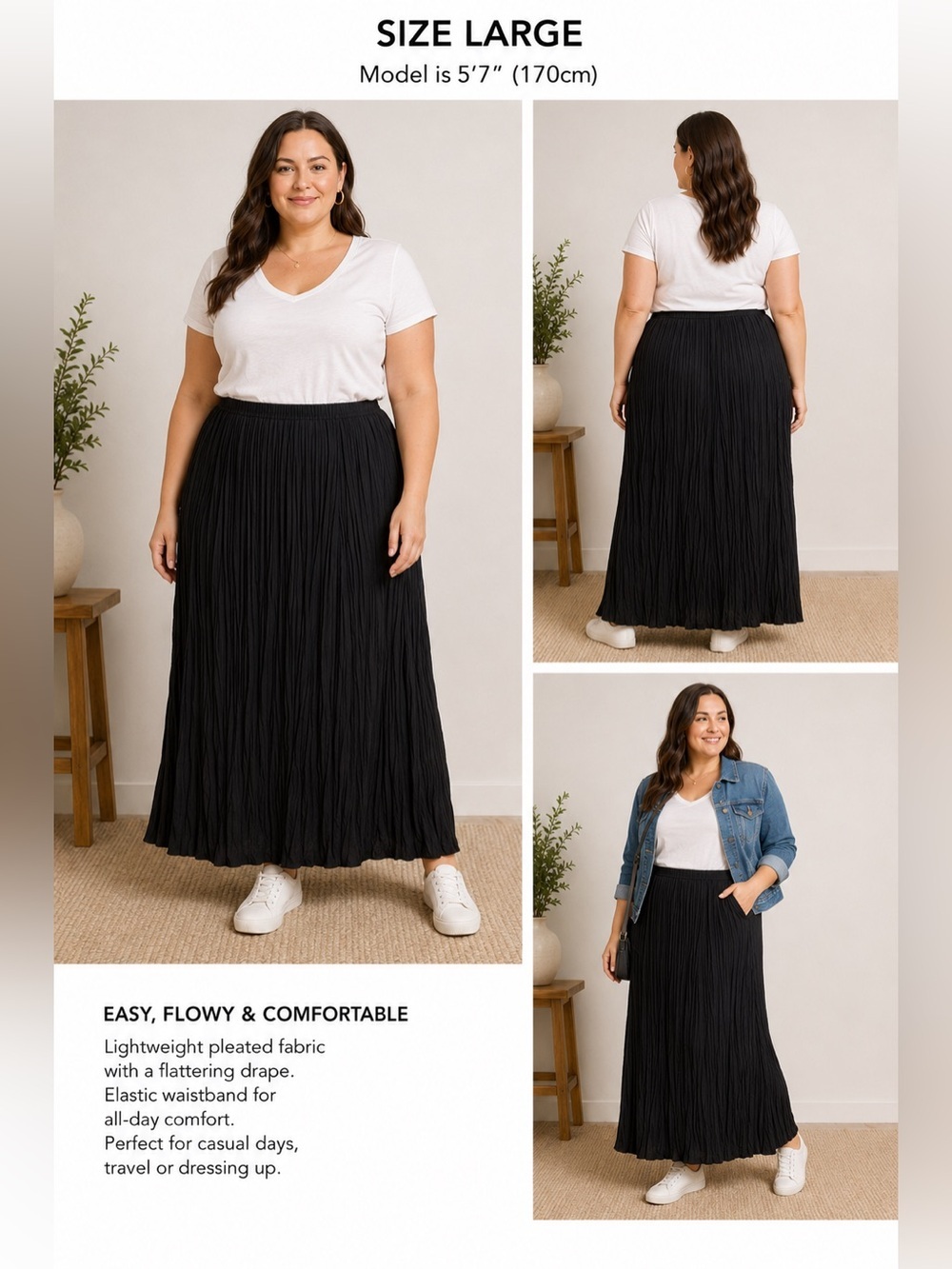 NEW Lily Rose Estilo Black Maxi Skirt NWT Large